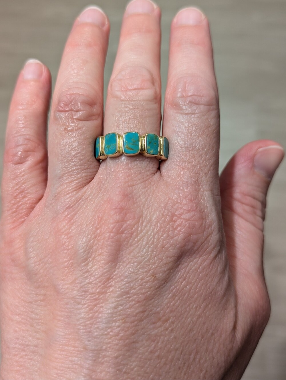 Anna Beck Turquoise Multi-Cushion Ring 18K Gold Plated - Picture 2 of 7